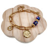 Verguld RVS Paperclipschakel Armband - Marineblauwe Murano-Glaskralen