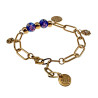 Verguld RVS Paperclipschakel Armband - Marineblauwe Murano-Glaskralen