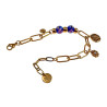 Verguld RVS Paperclipschakel Armband - Marineblauwe Murano-Glaskralen