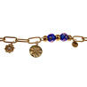 Verguld RVS Paperclipschakel Armband - Marineblauwe Murano-Glaskralen