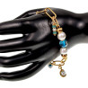 Verguld RVS Paperclipschakel Armband - Schelpparels-Blauwe Murano-Glas