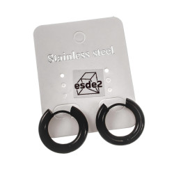 ∅20mm x 4mm Oorbellen Unisex - zwarte PVD-coating RVS - Oorringen