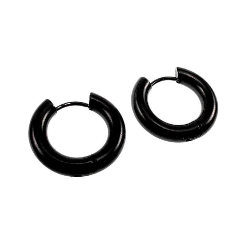 ∅20mm x 4mm Oorbellen Unisex - zwarte PVD-coating RVS - Oorringen ∅20mm x 4mm Oorbellen Unisex - zwarte PVD-coating RVS - Oorringen