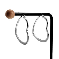 ∅40mm Oorbellen Dames - Gepolijst RVS - Hart Oorringen
