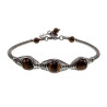 17 tot 19cm Armband Dames - RVS Zilverkleur - Coiling-Visgraat Design - Armband met Tijgeroogstenen - Verstelbaar