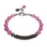 Dames RVS - Roze Jadesteen Armband met RVS Coiling Desing Verstelbaar