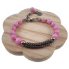 Dames RVS - Roze Jadesteen Armband met RVS Coiling Desing Verstelbaar