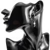 Lange Oorbellen RVS Oorringen met Hematietsteen en Schelpparel Hanger