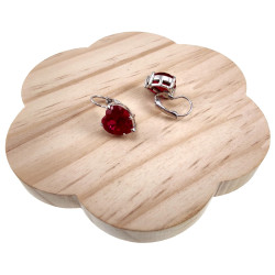Hart Oorbellen Dames - Gerhodineerd - 22mm Haak Oorbellen met Rode Hart Zirkonia Steen