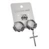 Unisex - RVS Oorringen met Kruis Hanger - Asymmetrische oorringen