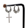 Unisex - RVS Oorringen met Kruis Hanger - Asymmetrische oorringen