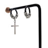 Zwarte PVD-coating RVS Oorringen met Kruis Hanger - Asymmetrische