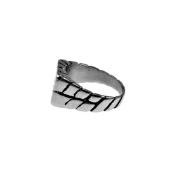 Ring Unisex - Gepolijst RVS - Zegelring met Baksteenontwerp