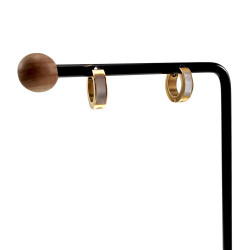 ∅13mm x 4mm Oorbellen Unisex - Verguld RVS - Oorringen met Parelmoer