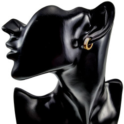 ∅13mm x 4mm Oorbellen Unisex - Verguld RVS - Oorringen met Parelmoer
