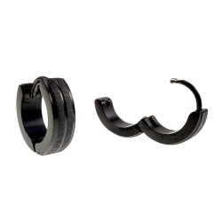 Oorbellen Unisex - Zwart PVD-gecoat RVS - Oorringen met Zand-Design