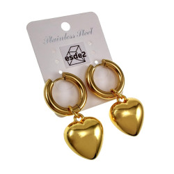 Langer Oorbellen Dames - Verguld RVS - Oorringen met Hart Hanger