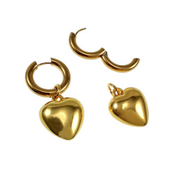 Langer Oorbellen Dames - Verguld RVS - Oorringen met Hart Hanger