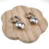 Langer Oorbellen Dames - Gepolijst RVS - Oorringen met Hart Hanger