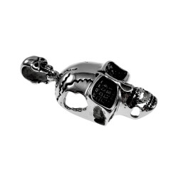 60cm x 5mm Jasseron-Ketting + XL-Schedelhanger Heren - Gepolijst RVS