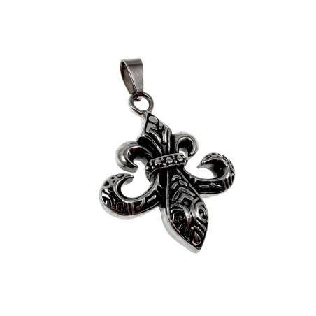 Fleur de Lis Hanger Heren - Gepolijst RVS - Leliebloem Hanger