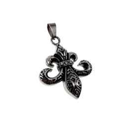 60cm x 3mm Jasseron-Ketting + Fleur de Lis Hanger Heren - Gepolijst RVS - Ketting met Leliebloem Hanger