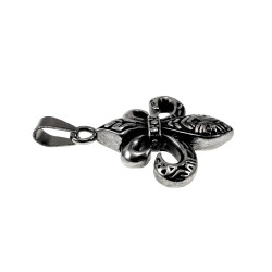 60cm x 3mm Jasseron-Ketting + Fleur de Lis Hanger Heren - Gepolijst RVS - Ketting met Leliebloem Hanger