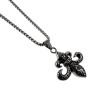 60cm x 3mm Jasseron-Ketting + Fleur de Lis Hanger Heren - Gepolijst RVS - Ketting met Leliebloem Hanger