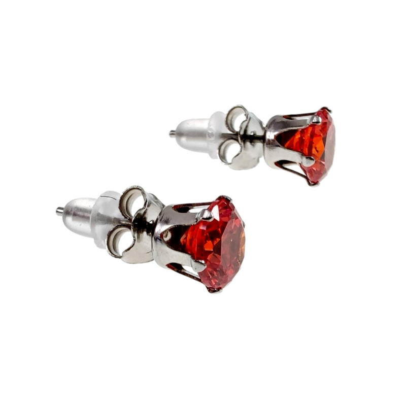 Ronde Zirkonia Oorknopjes Unisex - RVS - 7mm Rode Oorbellen Ronde Zirkonia Oorknopjes Unisex - RVS - 7mm Rode Oorbellen