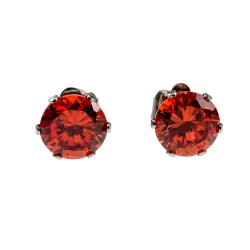 Ronde Zirkonia Oorknopjes Unisex - RVS - 7mm Rode Oorbellen