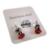 Ronde Zirkonia Oorknopjes Unisex - RVS - 7mm Rode Oorbellen