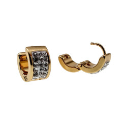 ∅10mm x 5mm Oorringen Dames - Verguld RVS -  Oorbellen met Strass
