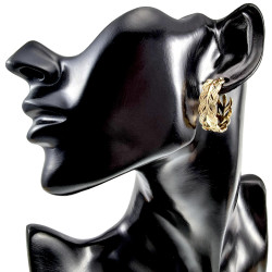 ∅26mm x 9mm Oorringen Dames - Verguld RVS -  Blad-Design - Oorbellen