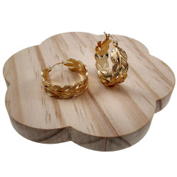 ∅26mm x 9mm Oorringen Dames - Verguld RVS -  Blad-Design - Oorbellen