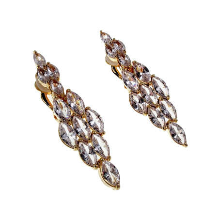 45mm Lange Oorclips Dames Gold Plating - Clip-on Oorbellen met Strass