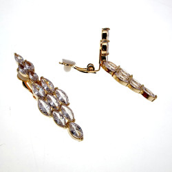 45mm Lange Oorclips Dames Gold Plating - Clip-on Oorbellen met Strass