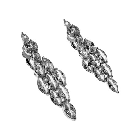 45mm Lange Oorclips Dames Gerhodineerd - Clip-on Oorbellen met Strass