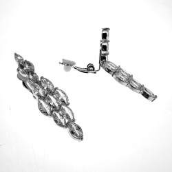 45mm Lange Oorclips Dames - Gerhodineerd - Clip-on Oorbellen met Strass