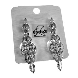 45mm Lange Oorclips Dames - Gerhodineerd - Clip-on Oorbellen met Strass