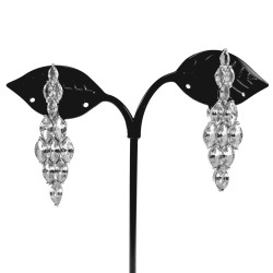 45mm Lange Oorclips Dames - Gerhodineerd - Clip-on Oorbellen met Strass