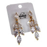 Lange Oorclips - Gold Plating Blad-Design Clip-on Oorbellen met Strass