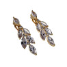 Lange Oorclips - Gold Plating Blad-Design Clip-on Oorbellen met Strass