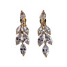 Lange Oorclips - Gold Plating Blad-Design Clip-on Oorbellen met Strass