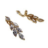 Lange Oorclips - Gold Plating Blad-Design Clip-on Oorbellen met Strass