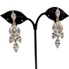 Lange Oorclips - Gold Plating Blad-Design Clip-on Oorbellen met Strass