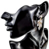 Lange Oorclips - Gold Plating Blad-Design Clip-on Oorbellen met Strass