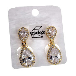 Lange Oorclips Dames Gold Plating Druppel Clip-on Oorbellen met Strass