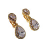 Lange Oorclips Dames Gold Plating Druppel Clip-on Oorbellen met Strass