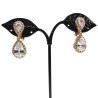 Lange Oorclips Dames Gold Plating Druppel Clip-on Oorbellen met Strass