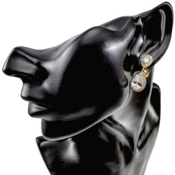 Lange Oorclips Dames Gold Plating Druppel Clip-on Oorbellen met Strass